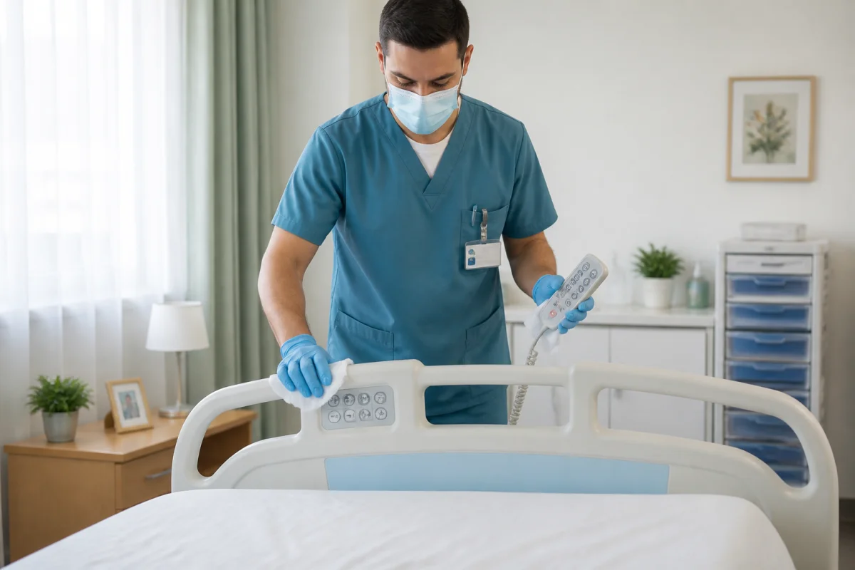 protocole de désinfection d'un lit médicalisé